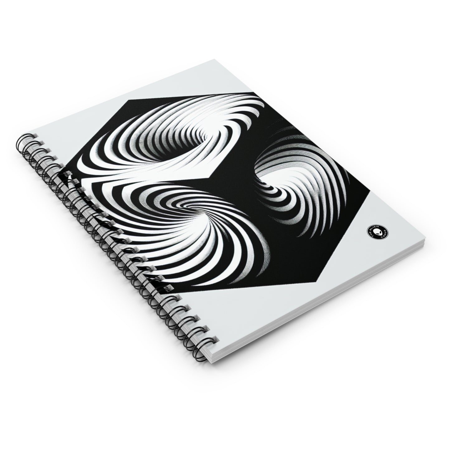 "Cube convolutif : une illusion d'optique d'un mouvement incessant" - The Alien Spiral Notebook (Ruled Line) Op Art