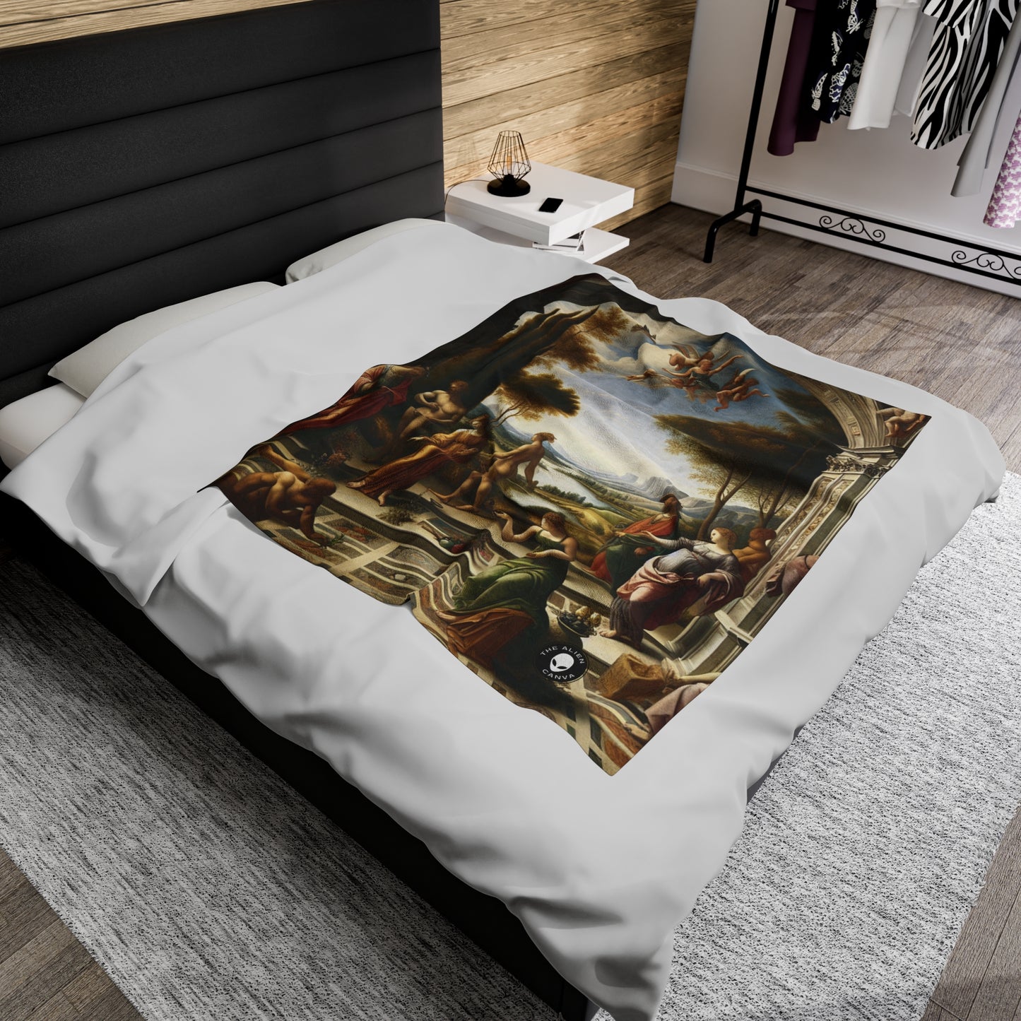 "A City Renaissance: Blending Classical Elegance with Modern Urban Energy" - The Alien Velveteen Plush Blanket Renaissance Art
