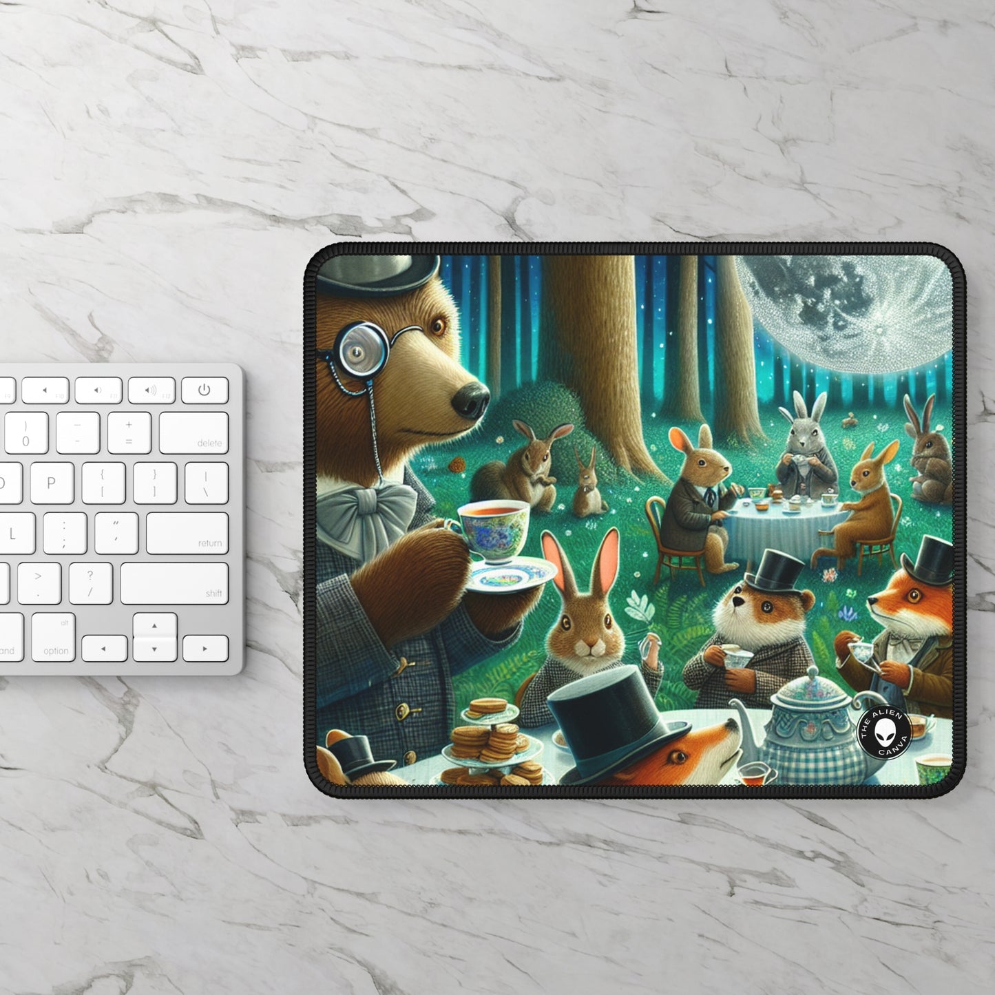 "Enchanted Moonlit Tea Party in the Forest" - The Alien Gaming Mouse Pad