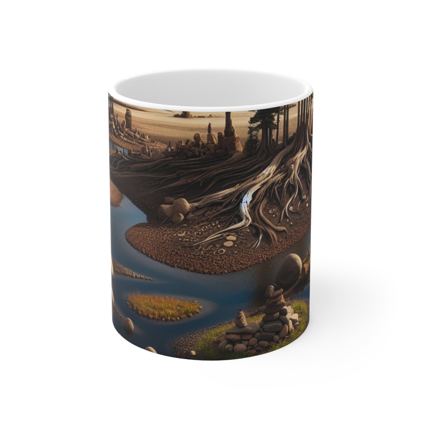 Transient Traces: An Immersive Land Art Installation Exploring the Fragility of Memories - The Alien Ceramic Mug 11oz Land Art