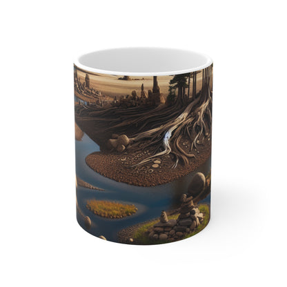 Transient Traces: An Immersive Land Art Installation Exploring the Fragility of Memories - The Alien Ceramic Mug 11oz Land Art