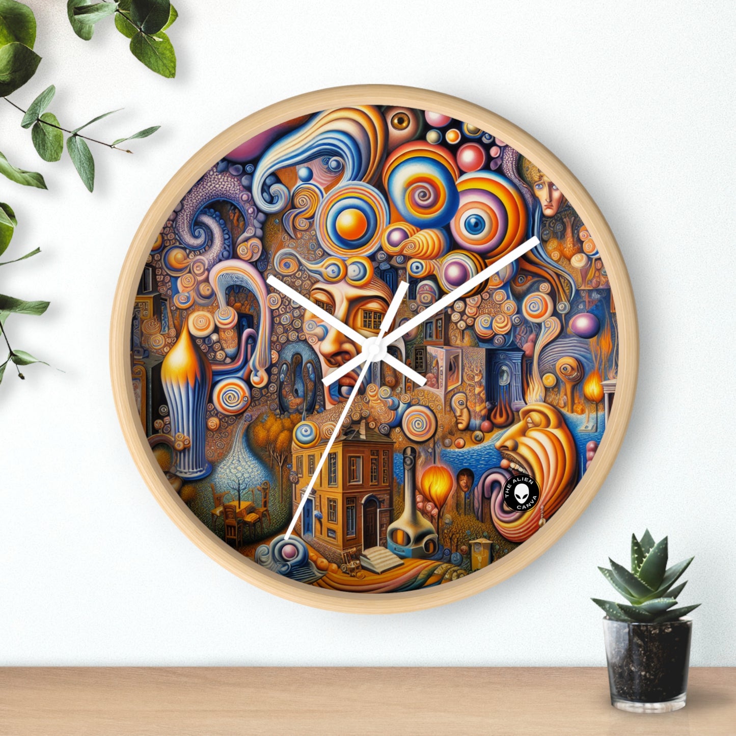 "Melted Time: A Whimsical Dance of Dreams" - The Alien Wall Clock Surrealism