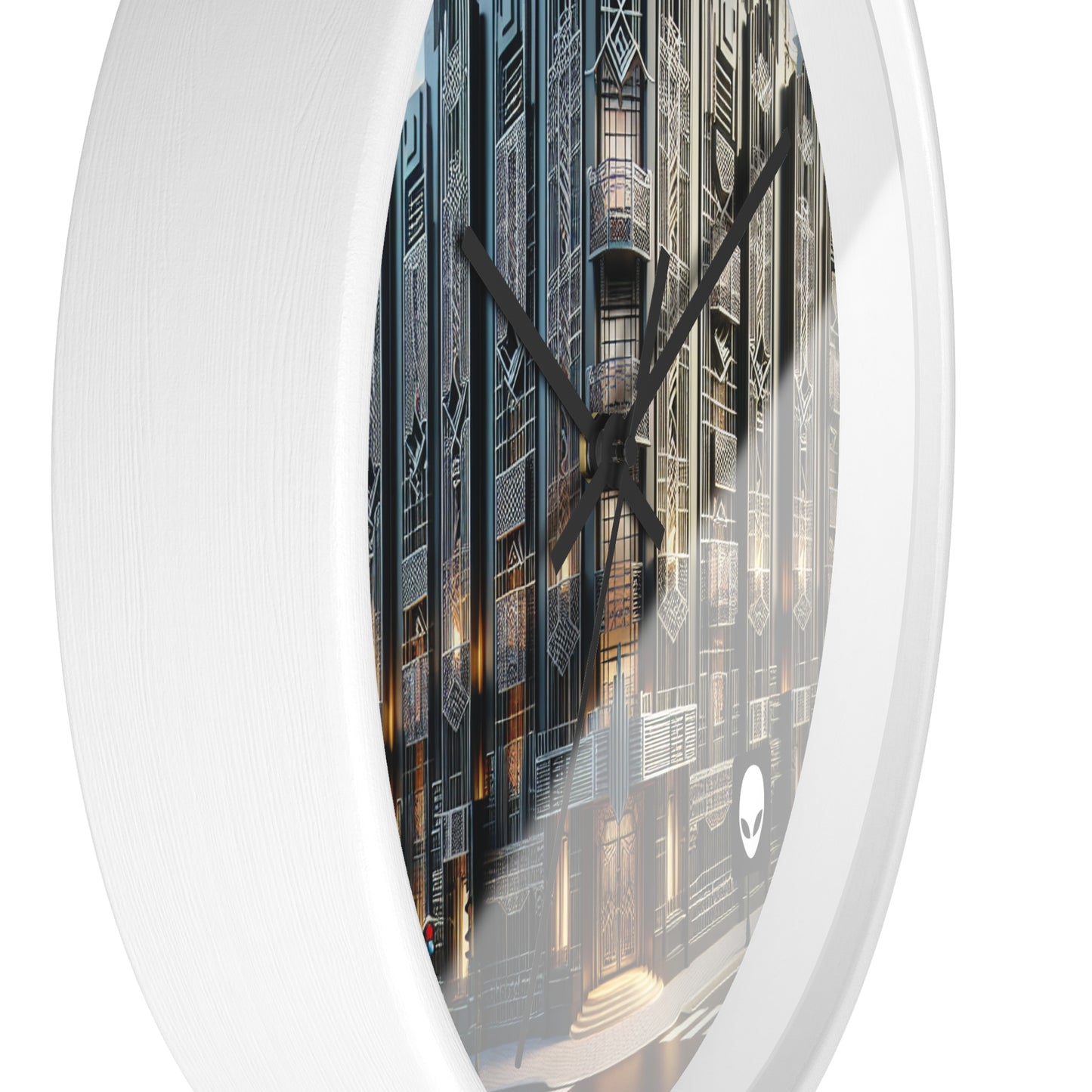 "Illuminating Elegance: An Art Deco City Street" - The Alien Wall Clock Art Deco Style