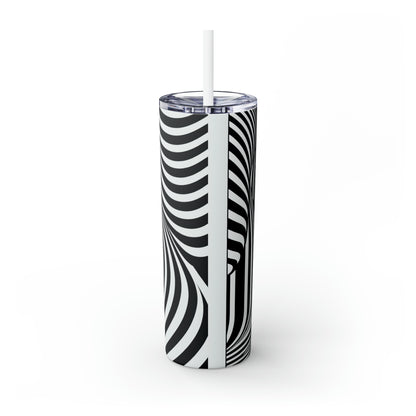 "Optical Illusion Wave" - ​​The Alien Maars® Skinny Tumbler avec paille 20oz Op Art Style