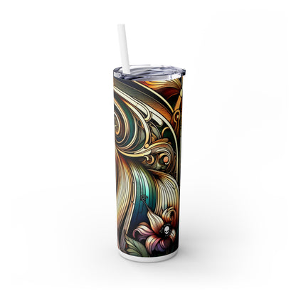 "Floral Elegance: Art Nouveau Botanical Garden Poster" - The Alien Maars® Skinny Tumbler with Straw 20oz Art Nouveau