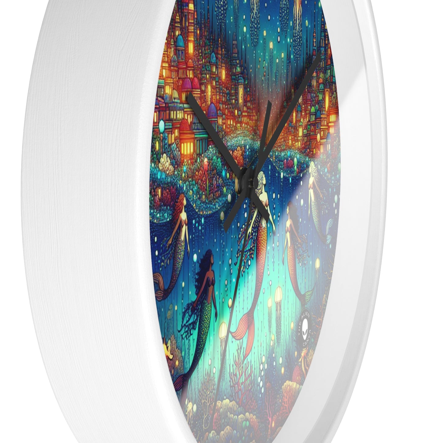 "Glowing Jellyfish City: A Whimsical Underwater World" - The Alien Wall Clock