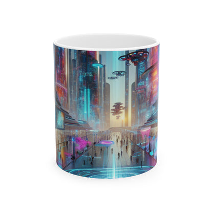 "Digital Evolution: A Technological Art Experience" - The Alien Ceramic Mug 11oz Electronic Art