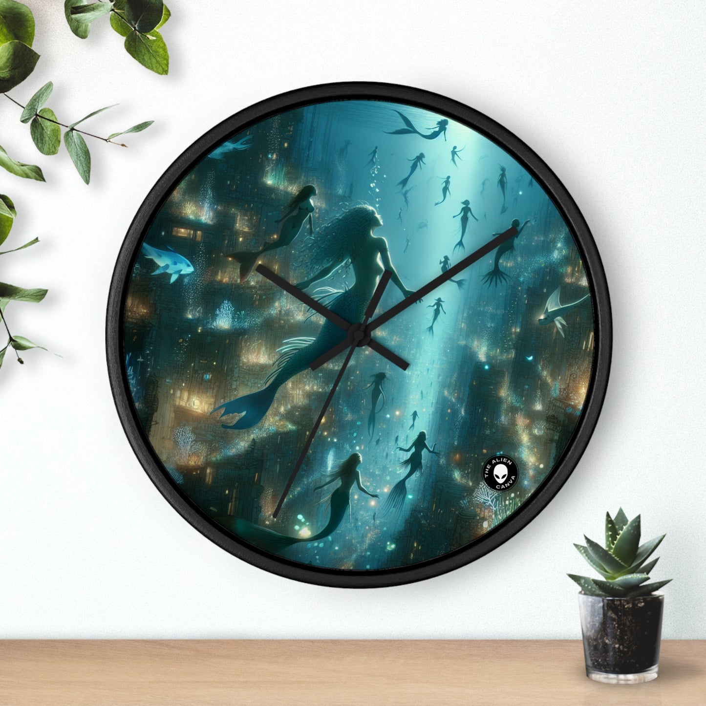 "Enchantment Below: A Bioluminescent Underwater Metropolis" - The Alien Wall Clock