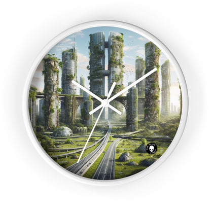 "Nature's Reclamation: A Futuristic Cityscape" - The Alien Wall Clock