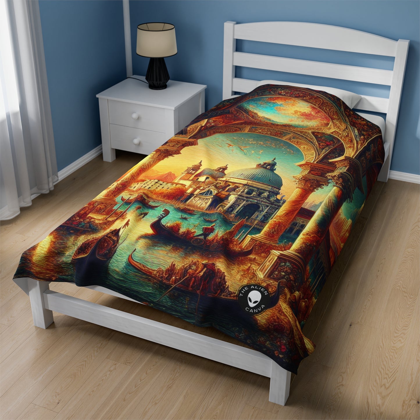 Venetian Dreams: A Fantastical Twist on the Famous Canals - The Alien Velveteen Plush Blanket Venetian School