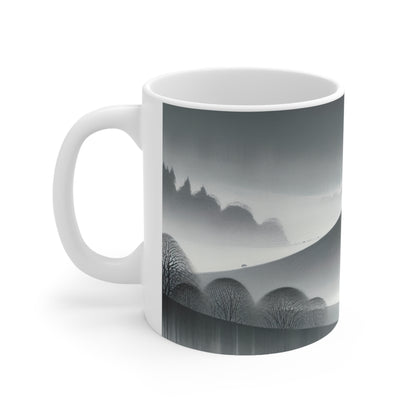 "Grey Tonalism: Hillside in Fog" - La tasse en céramique Alien 11oz Tonalism