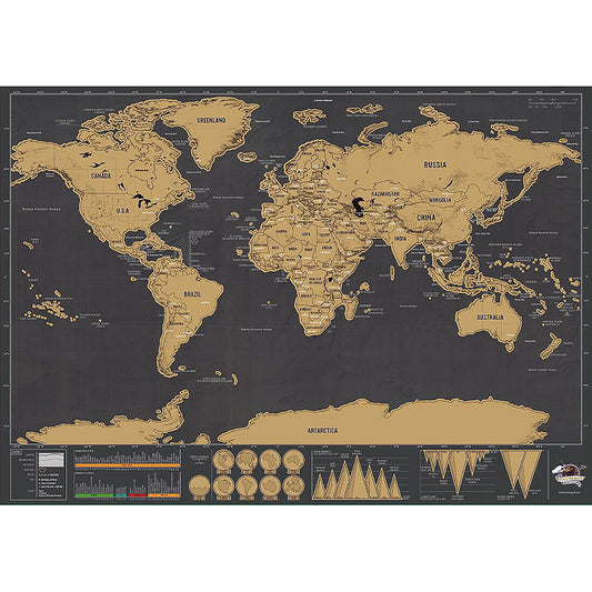 Affiche de carte du monde à gratter noire personnalisée, décor, grande affiche de luxe, édition de voyage