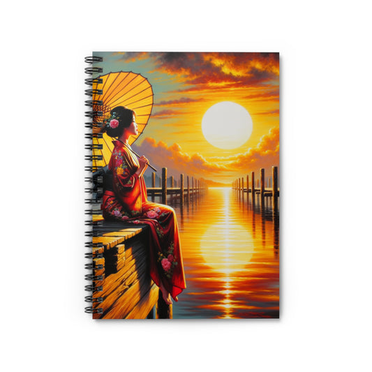 "Golden Reflections" - The Alien Spiral Notebook (Ruled Line) Impressionism Style