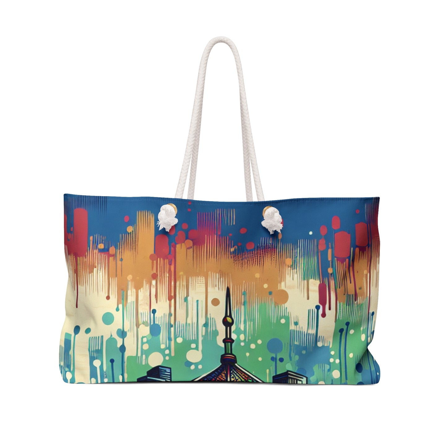 "Bright City: A Pop of Color on the Skyline" - The Alien Weekender Bag Street Art / Graffiti Style