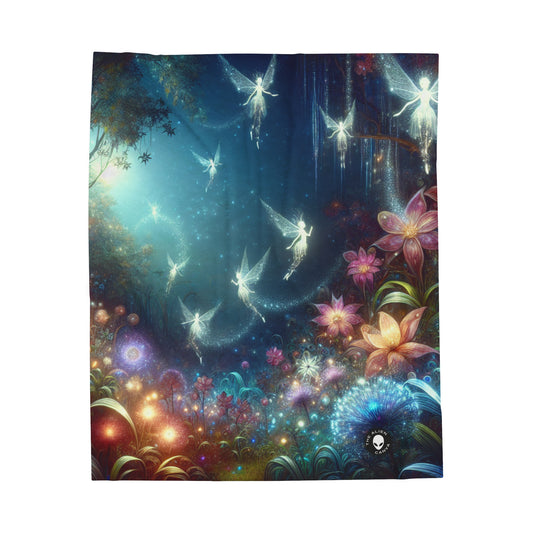 "Enchanted Moonlit Flower Forest" - The Alien Velveteen Plush Blanket