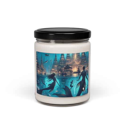 « Atlantis illuminée : une ville de créatures marines mystiques » – Bougie parfumée au soja Alien 9oz