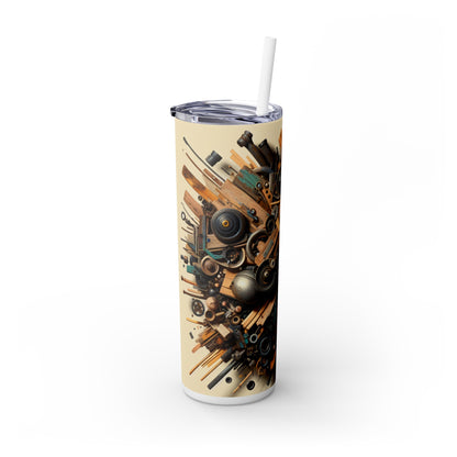 "L'harmonie de la nature : art d'assemblage avec des objets trouvés" - The Alien Maars® Skinny Tumbler avec paille 20oz Assemblage Art