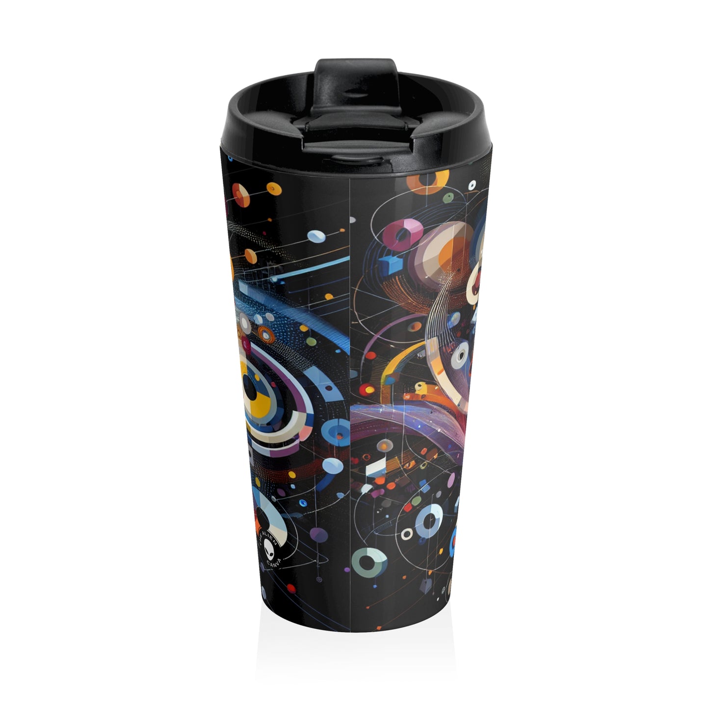 "A Geometric Moment In Time" - The Alien Stainless Steel Travel Mug Digital Art