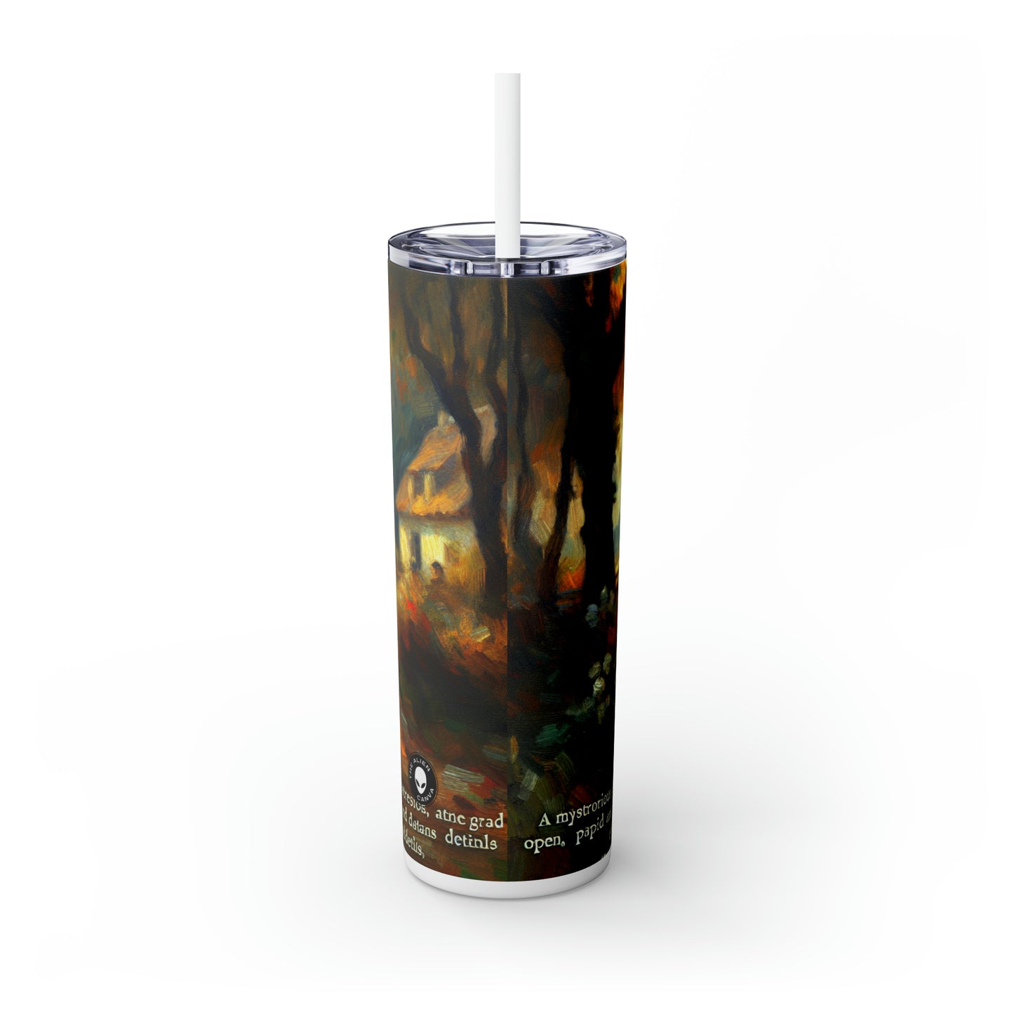 "Sunset Serenity: Impressionist Garden Painting" - The Alien Maars® Skinny Tumbler with Straw 20oz Impressionism