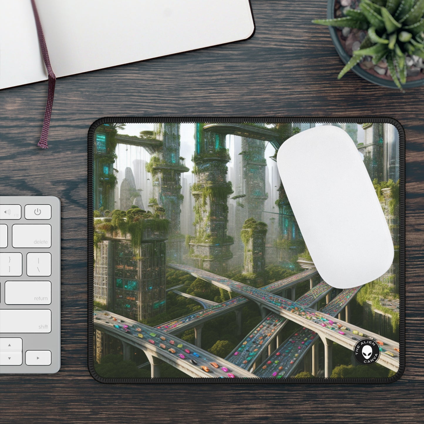 "Futuristic Utopia: Nature and Technology in Harmony" - The Alien Gaming Mouse Pad