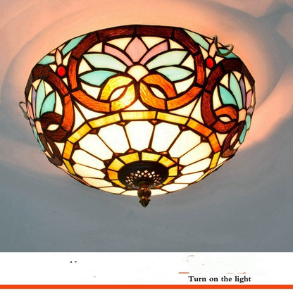 Mediterranean Retro Stained Glass Ceiling Lamp