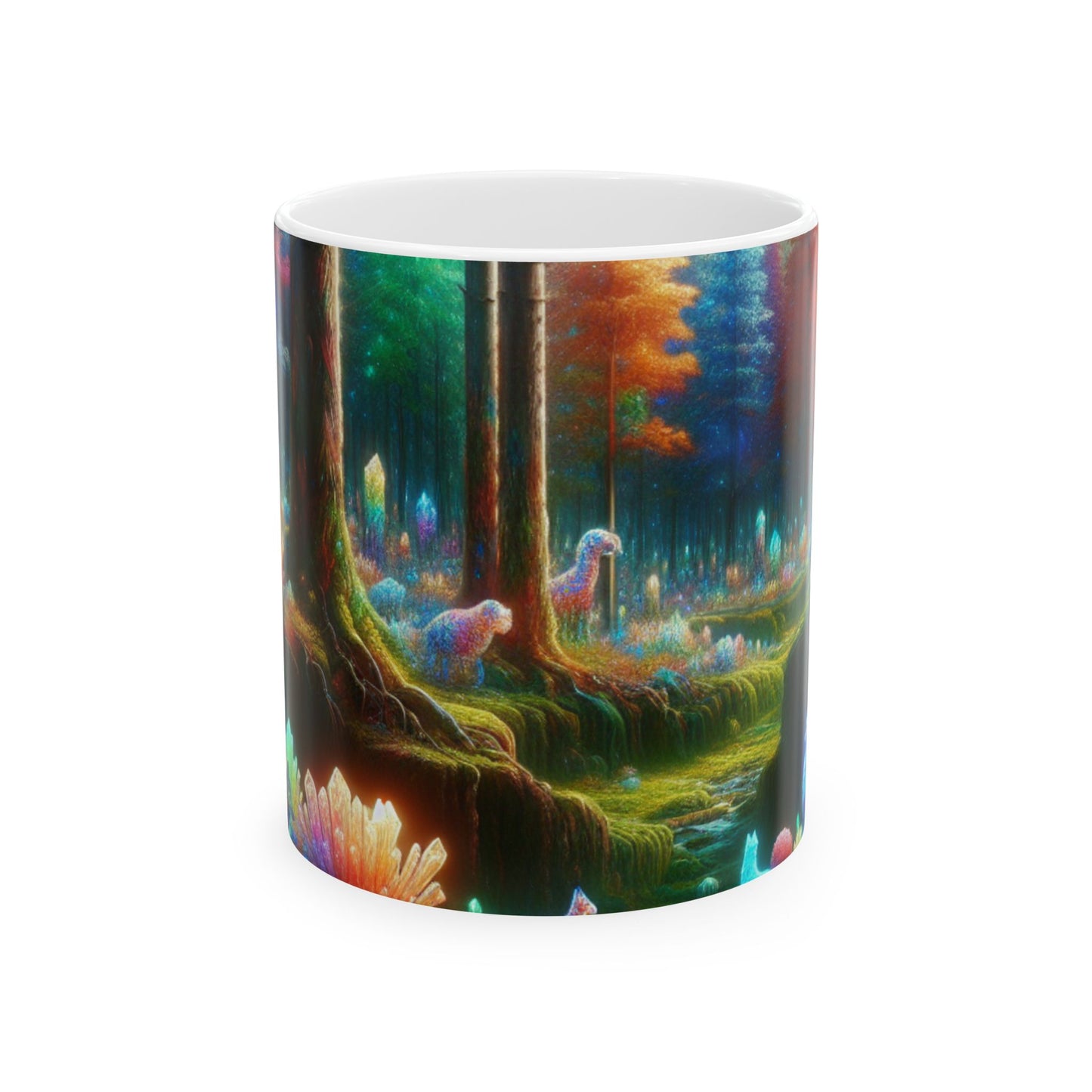 "Crystal Grove: Un bosque de cuento de hadas" - Taza de cerámica alienígena de 11 oz