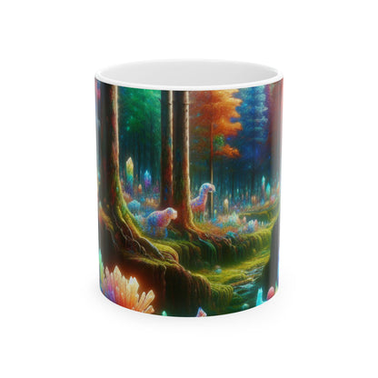 "Crystal Grove: Un bosque de cuento de hadas" - Taza de cerámica alienígena de 11 oz