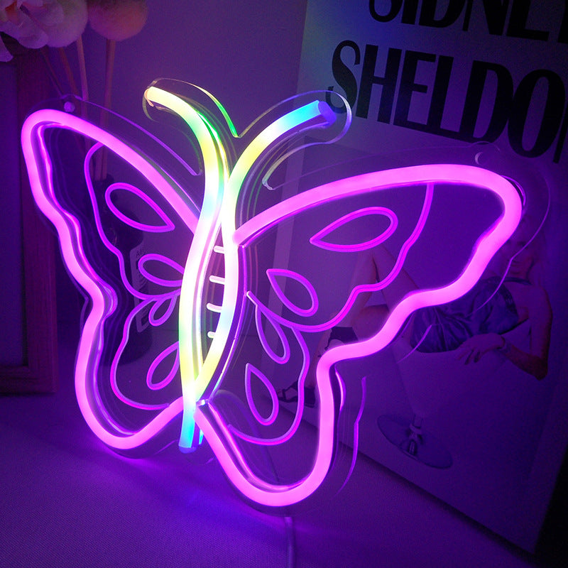 Led Neon Light Bedroom Home USB Ambience Light Internet Celebrity Bar Butterfly Modeling Light