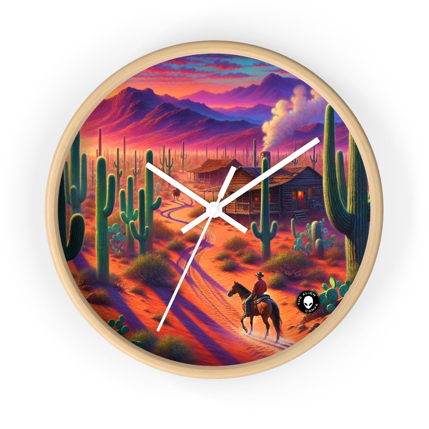 "Glowing rain: A city's reflection" - The Alien Wall Clock Realism