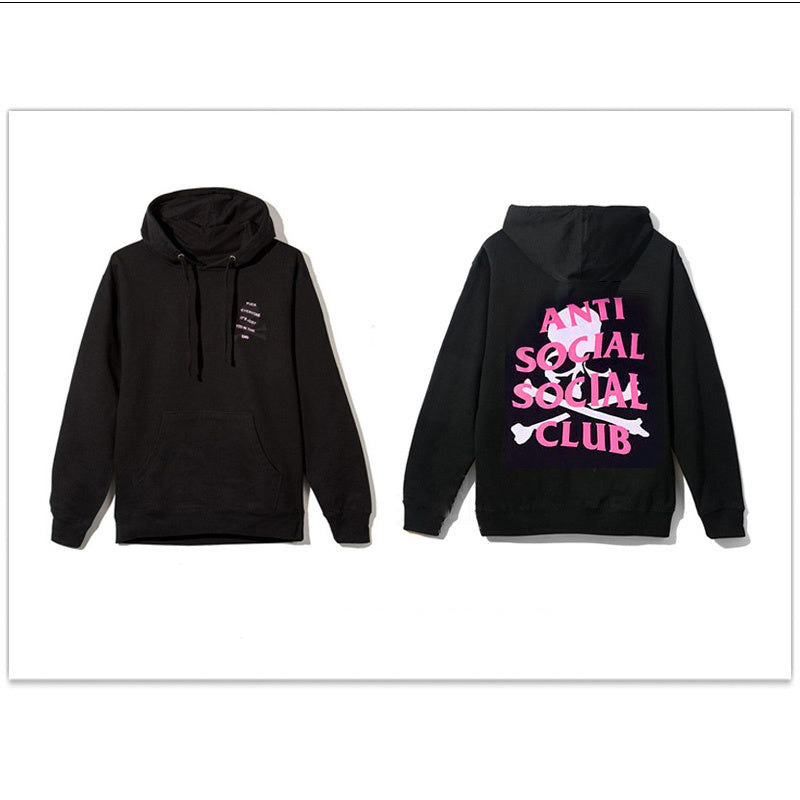 Sudadera holgada con capucha y cuello redondo con letras estampadas