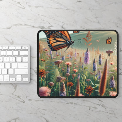 "Un monarque dans une prairie de fleurs sauvages" - Le style réaliste du tapis de souris Alien Gaming