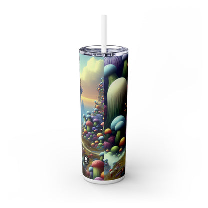 "Giant Flora and Miniature Villages: A Dreamy Wonderland" - The Alien Maars® Skinny Tumbler with Straw 20oz