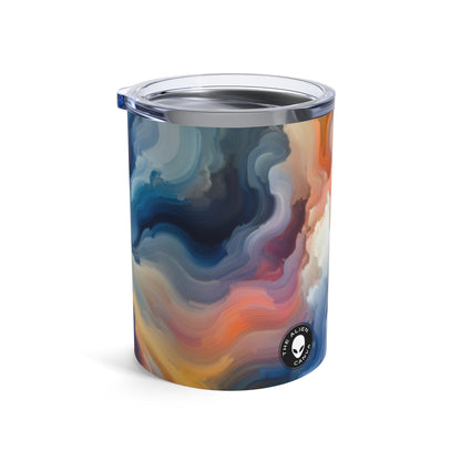 "Reflejos del atardecer: una pintura de campo de color sereno" - The Alien Tumbler 10oz Pintura de campo de color