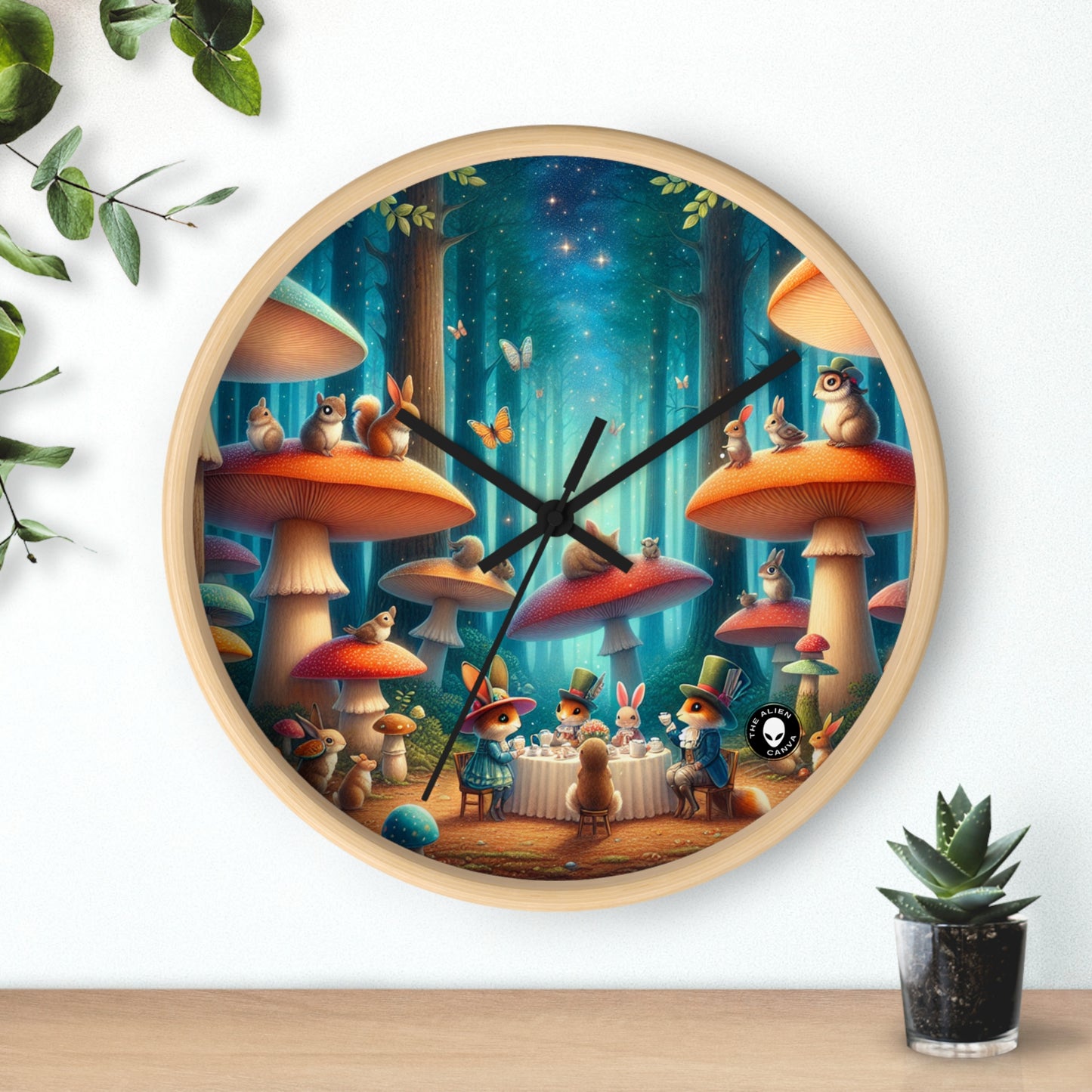 "Mushroom Wonderland: A Magical Tea Party" - The Alien Wall Clock