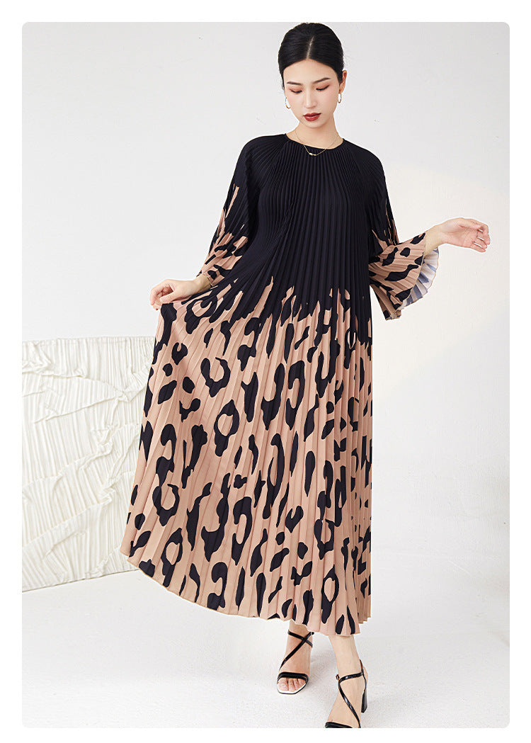 Women's Fashion Leopard Print Pleated Skirt