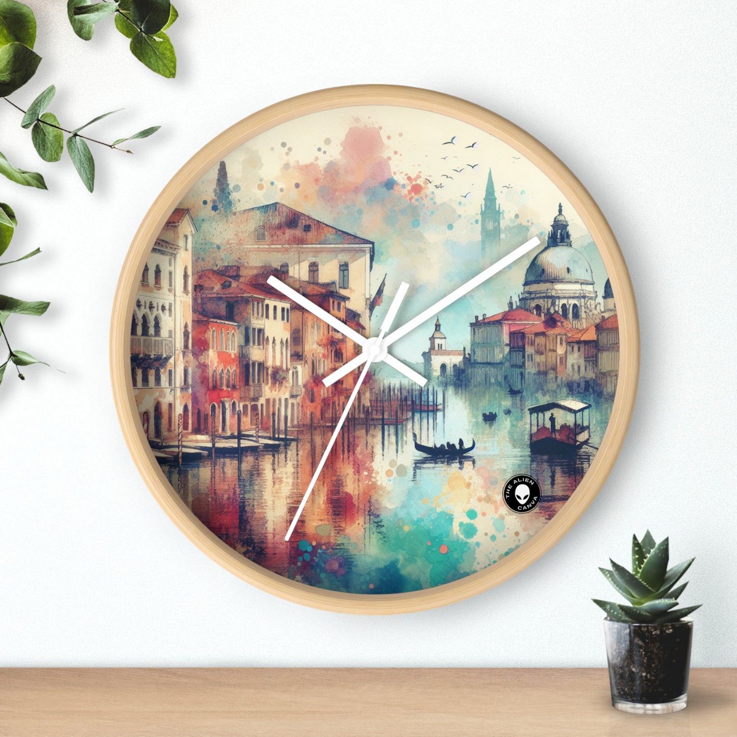 Costa Tranquila: Una serena pintura al atardecer en acuarela - El reloj de pared alienígena Pintura en acuarela