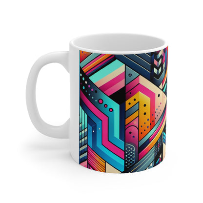Neon Geometry - The Alien Ceramic Mug 11oz Digital Art Style