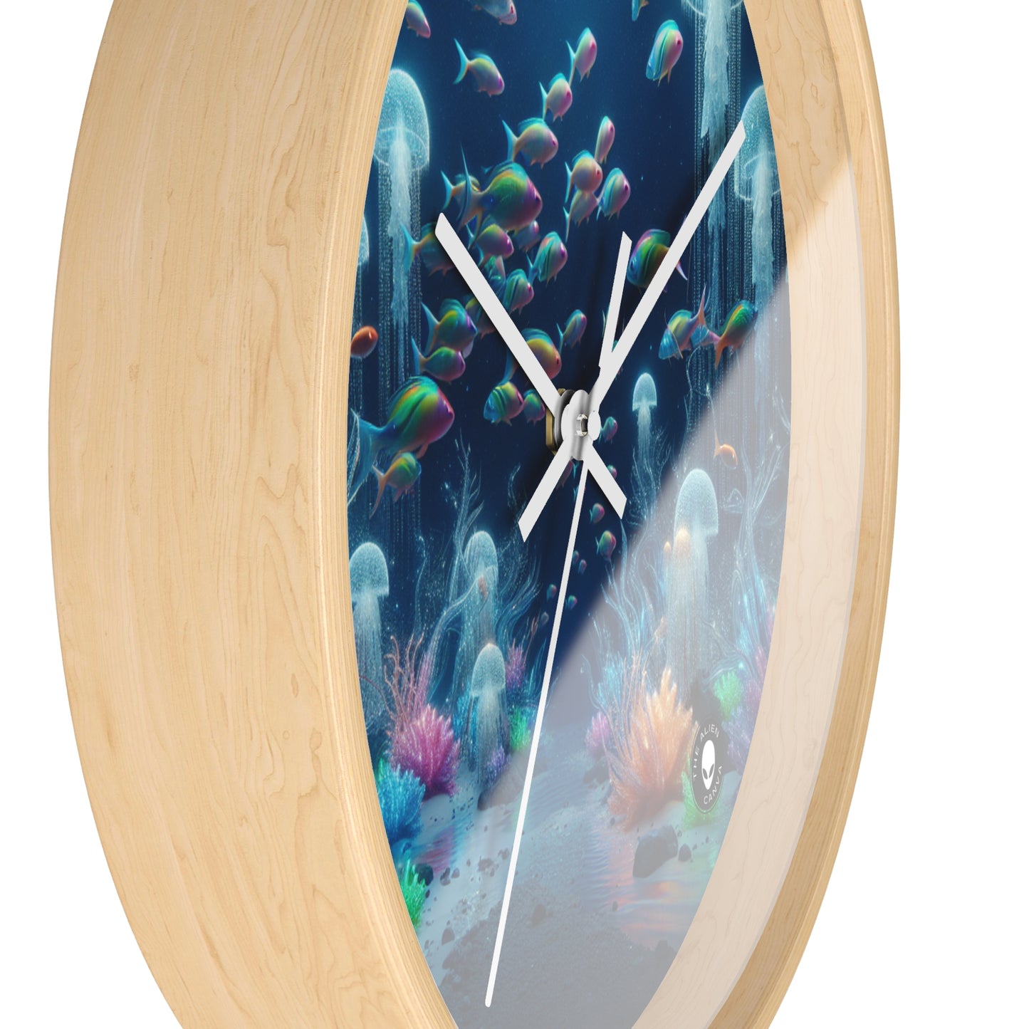 "Neon Dreams: The Underwater Wonderland" - The Alien Wall Clock