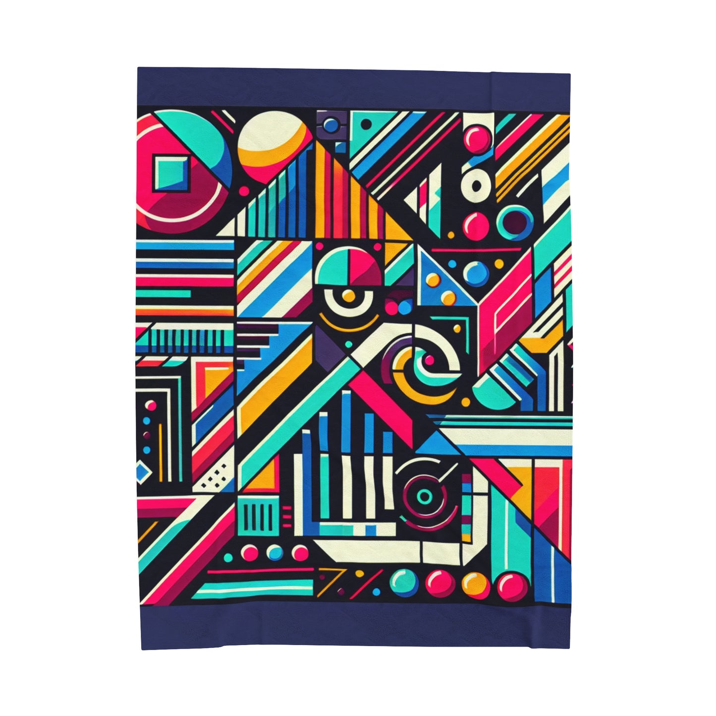 "Neon Geometric Pop" - The Alien Velveteen Plush Blanket Contemporary Art Style