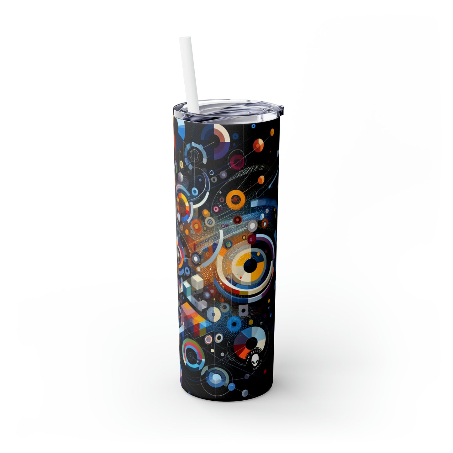 « Un moment géométrique dans le temps » - The Alien Maars® Skinny Tumbler avec paille 20oz Art numérique