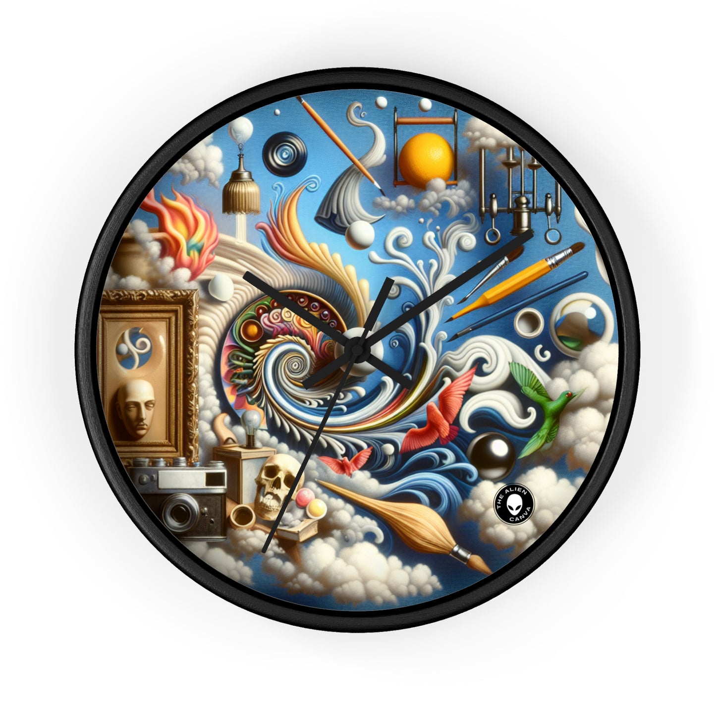 "Temporal Meltdown: Surreal Landscape" - The Alien Wall Clock Surrealism