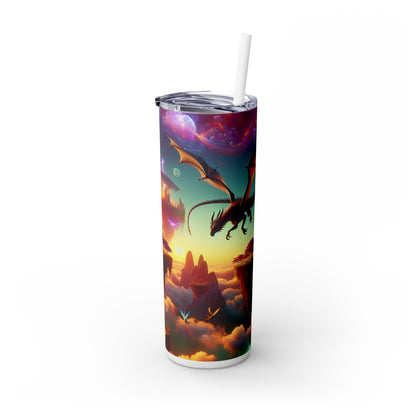 « Le vol du dragon dans le royaume fantastique » - Le verre fin Alien Maars® avec paille 20 oz