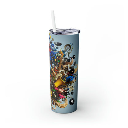 "Surreal Fusion: Crafting a Visual Poem" - The Alien Maars® Skinny Tumbler with Straw 20oz Dadaism