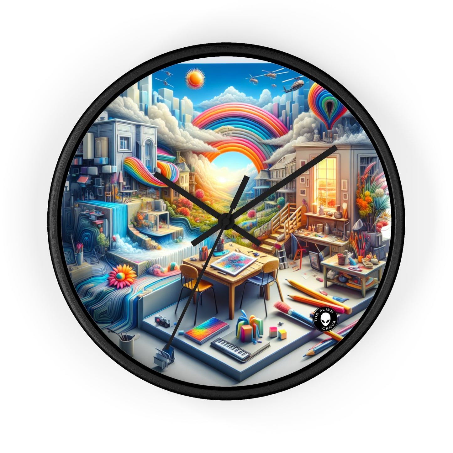 "Futuristic Fusion: A Simulationist Cityscape" - The Alien Wall Clock Simulationism
