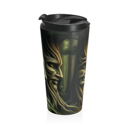 "Whispering Trees: Secrets of the Mystic Forest" - The Alien Stainless Steel Travel Mug