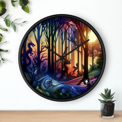 "Crepúsculo místico: criaturas en el bosque" - El reloj de pared alienígena