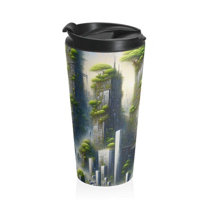 "Biodome Cityscape" - The Alien Stainless Steel Travel Mug