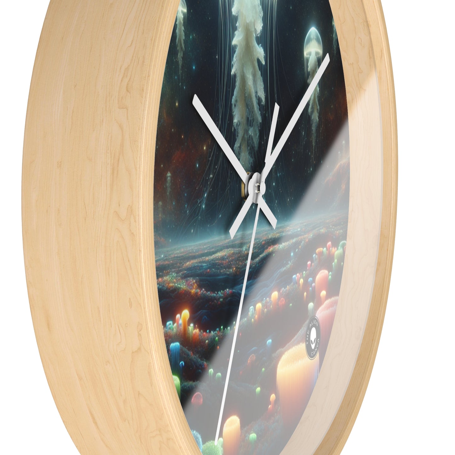 Paisaje onírico de medusas: el reloj de pared extraterrestre