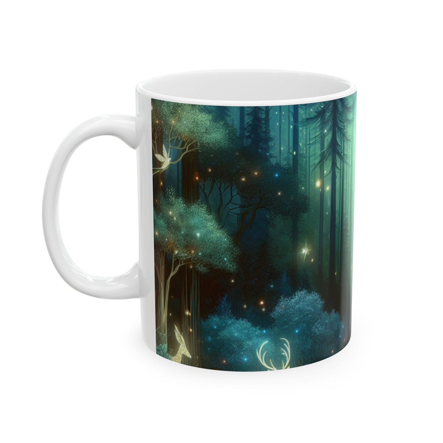 « Nuit enchantée dans les bois chuchotés » – Tasse en céramique Alien 11 oz