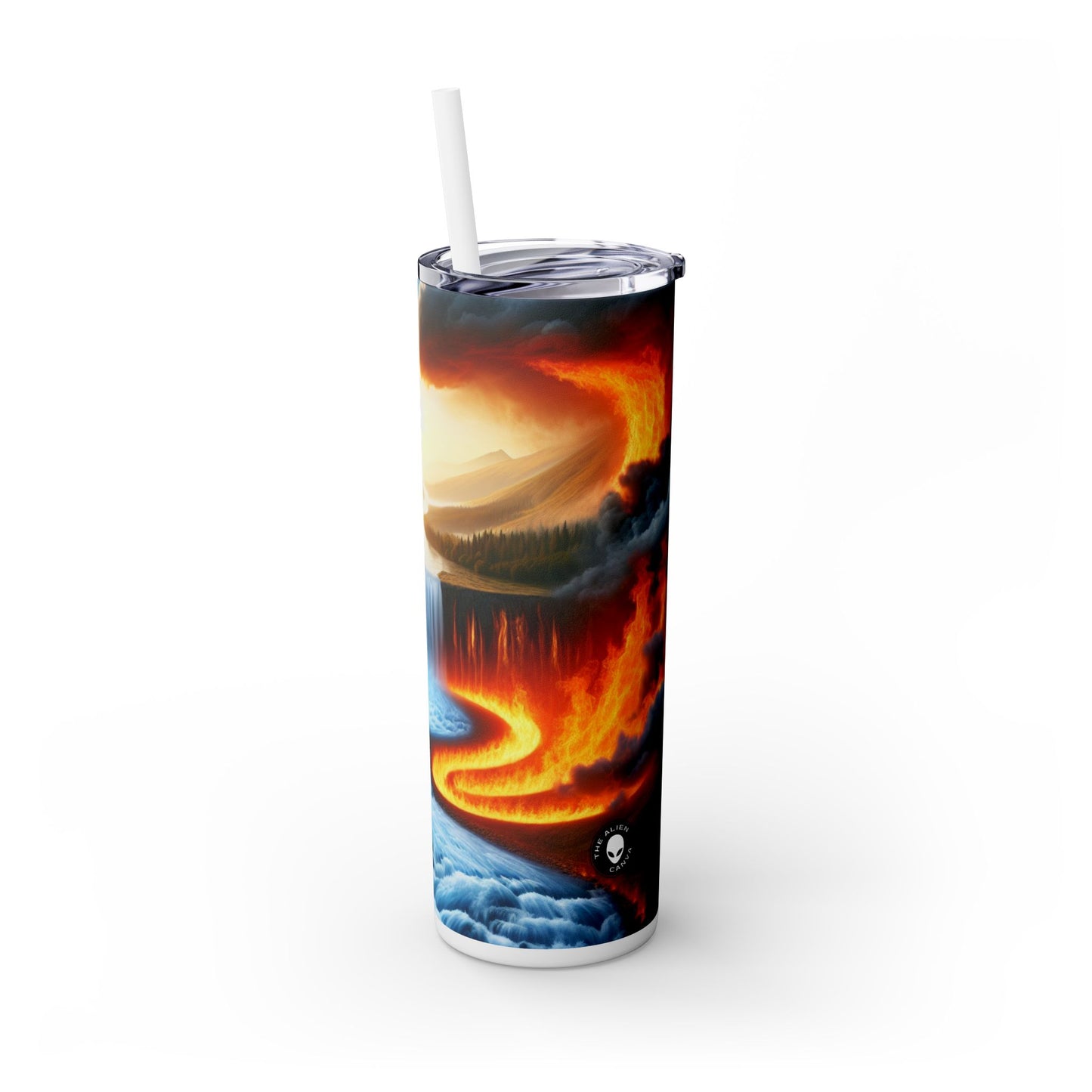 "Fusion of Elements: Harmony in Contrast" - The Alien Maars® Skinny Tumbler with Straw 20oz